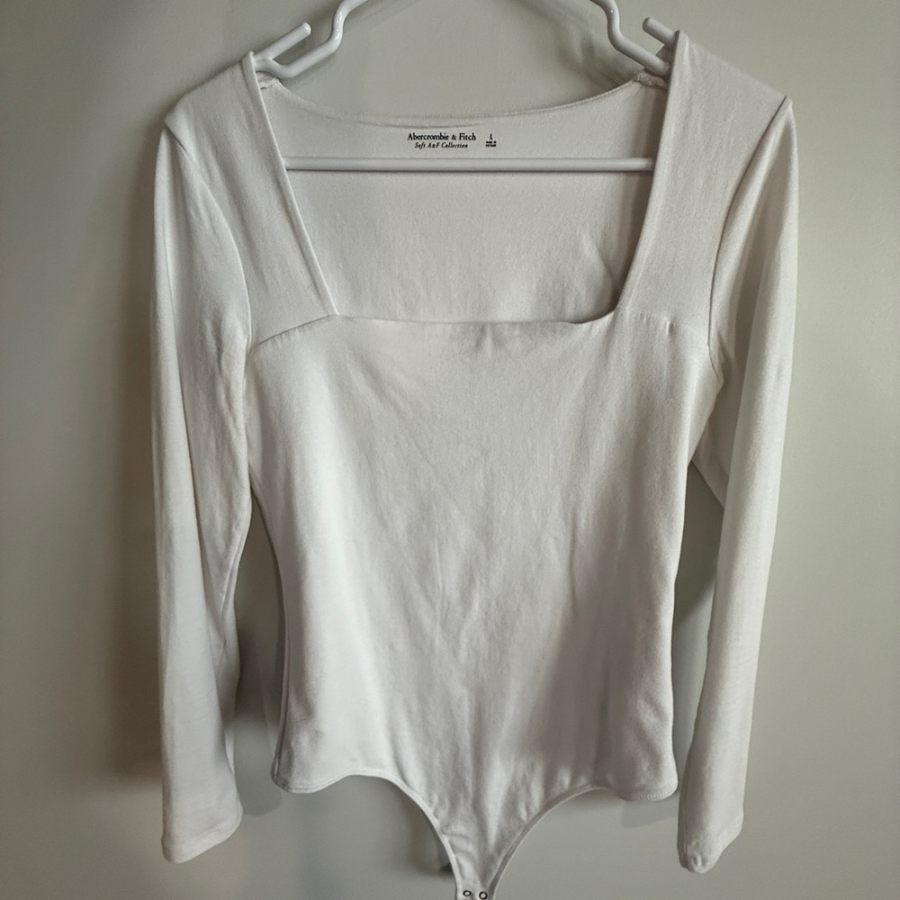 Abercrombie White Long Sleeve Bodysuit